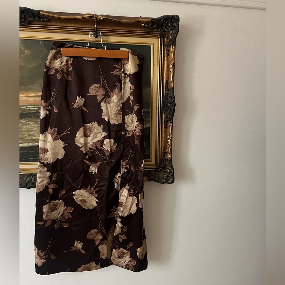 Vintage Smart Set Floral Satin Maxi Skirt